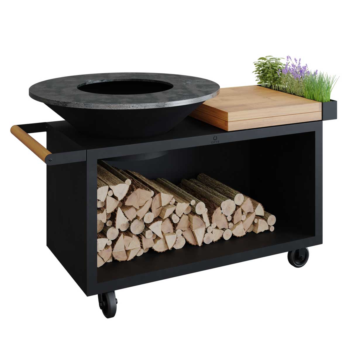 OFYR Feuerplatte Island Black 100 PRO Teakholz