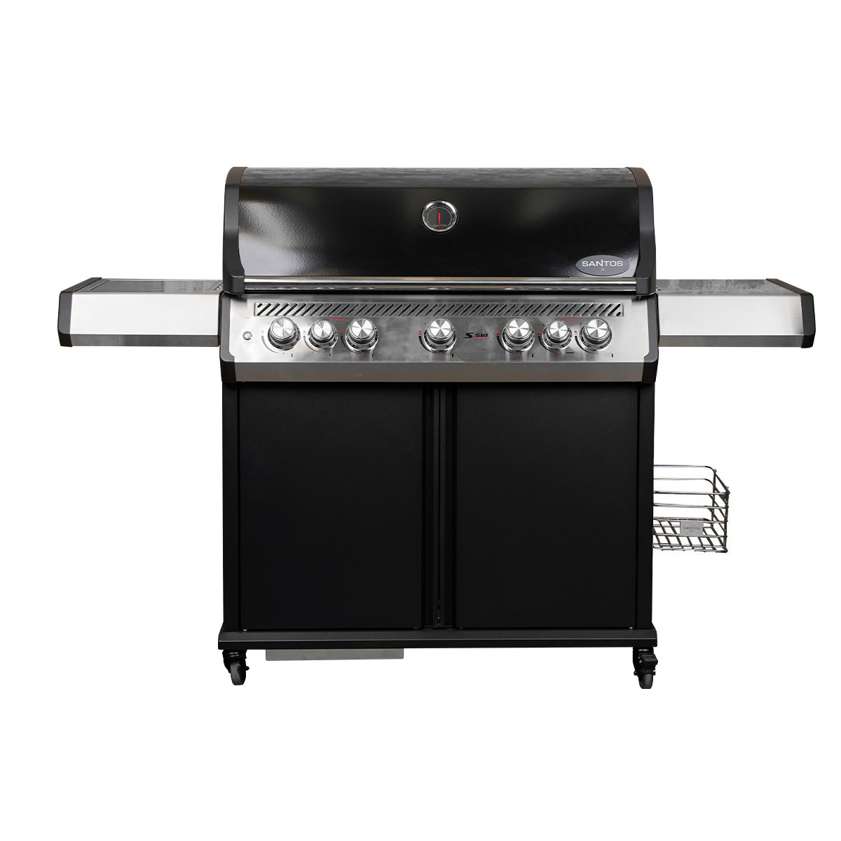 SANTOS S-518 Pro Schwarz | Seiten- & Heckbrenner | inkl. Drehspiess