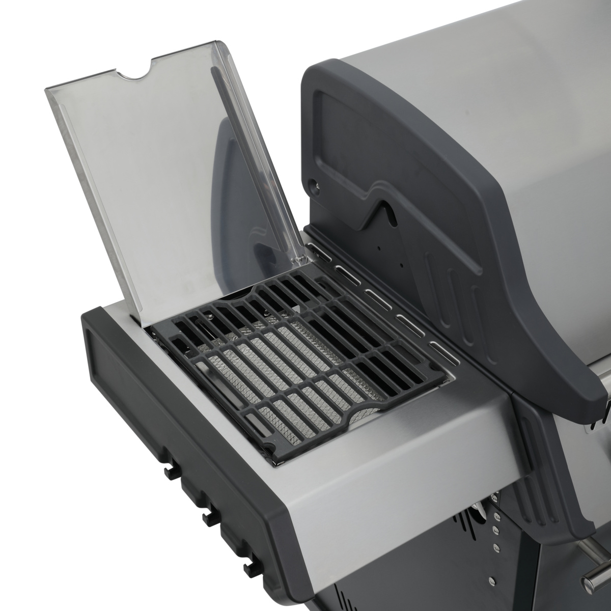 SANTOS Gasgrill S-418, Seiten- & Heckbrenner, Edelstahl inkl. Drehspieß, Rostheber & Silikonablage
