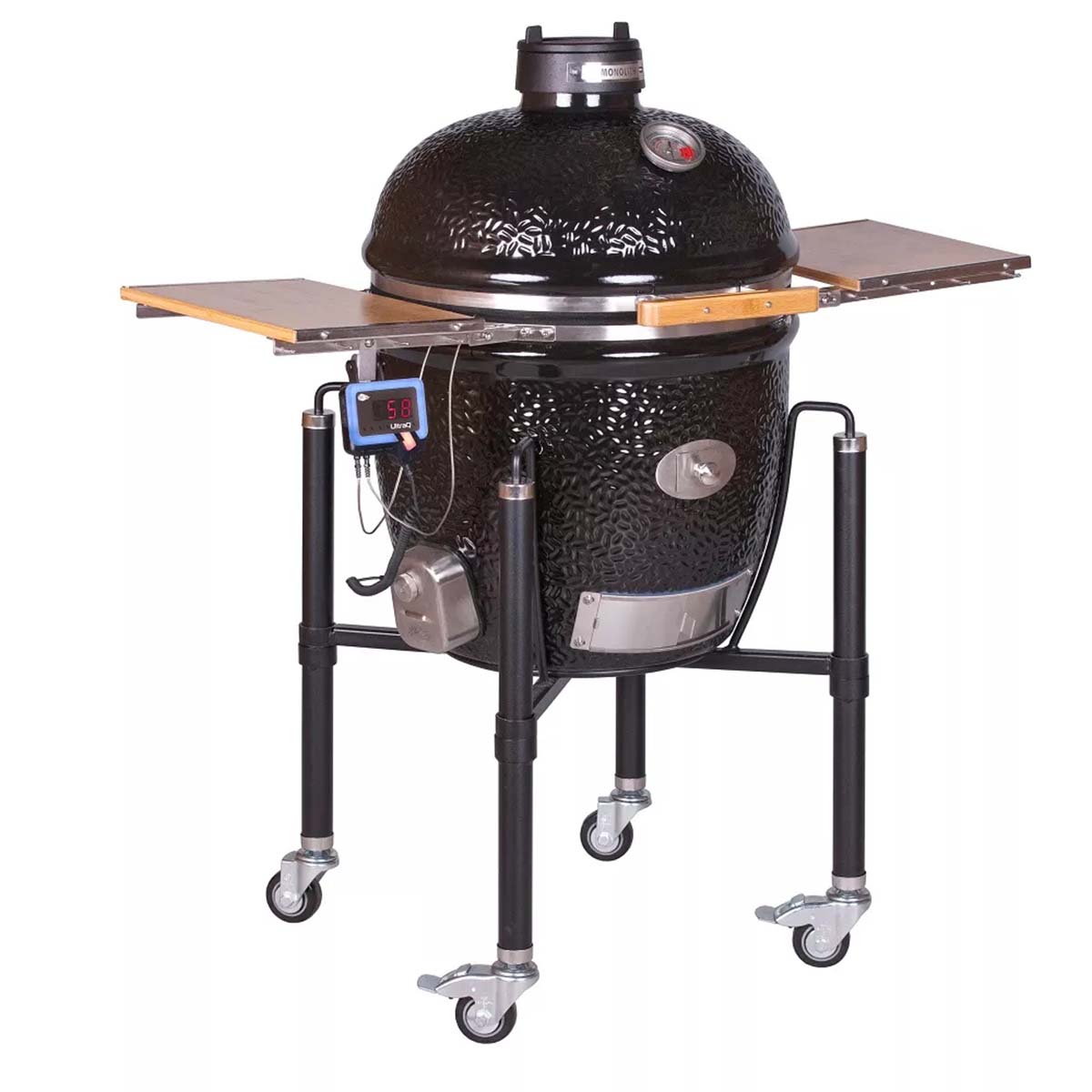 Monolith Classic BBQ Guru Pro 2.0 inkl. Gestell & Seitentische, Schwarz