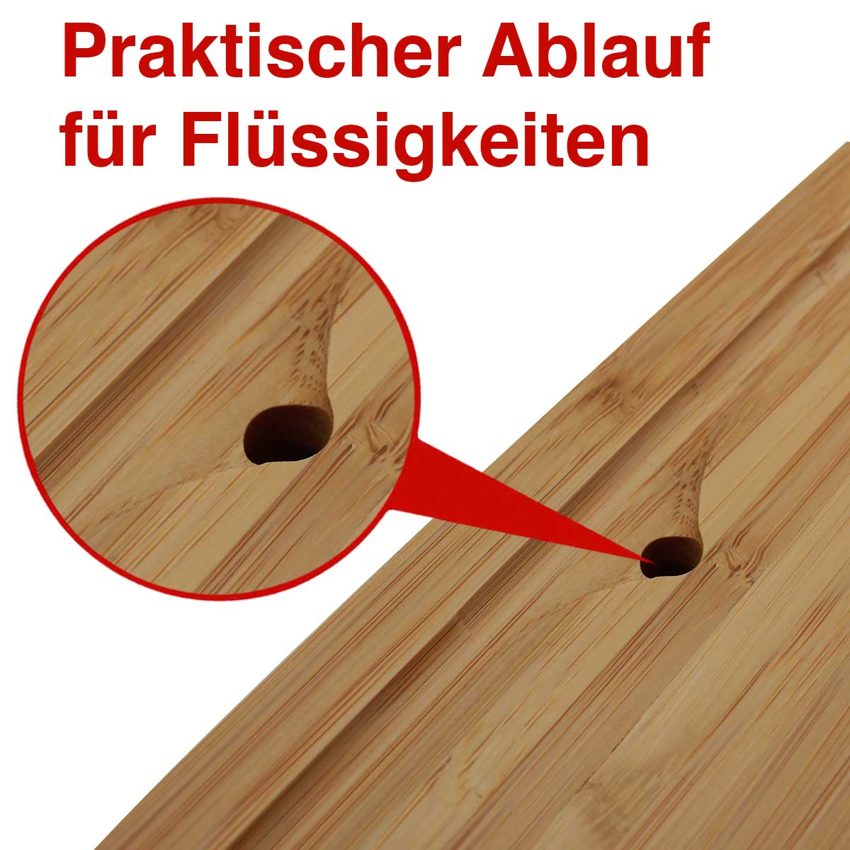 SANTOS Schneidebrett Bambus mit Edelstahl-Auffangschale