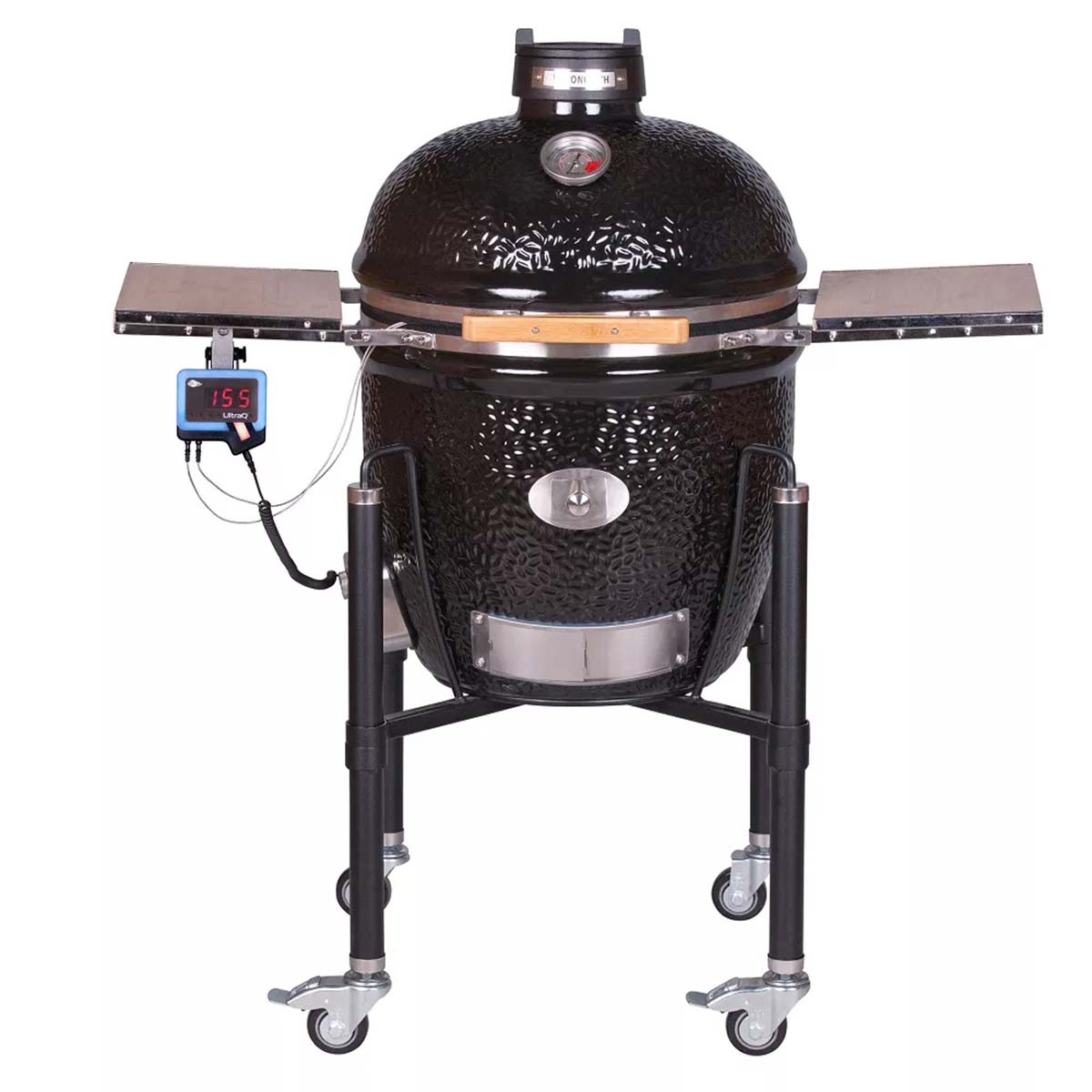 Monolith Classic BBQ Guru Pro 2.0 inkl. Gestell & Seitentische, Schwarz