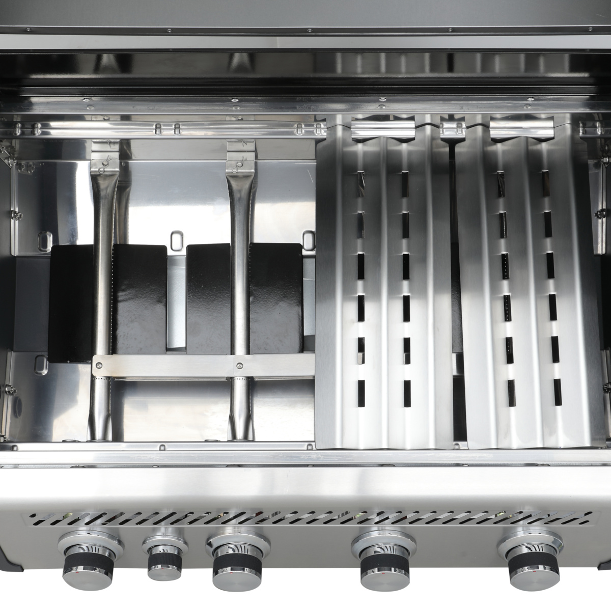 SANTOS Gasgrill S-418, Seiten- & Heckbrenner, Edelstahl inkl. Drehspieß, Rostheber & Silikonablage