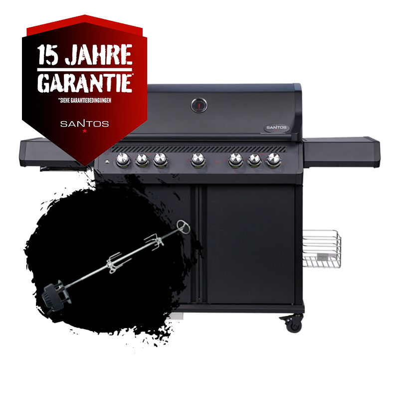 SANTOS S-518 Pro All Black Matt mit IR-Seiten- & Heckbrenner inkl. Drehspiess