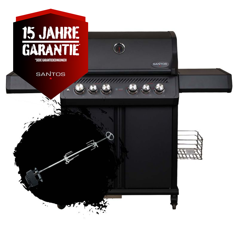 SANTOS S-418 Pro All Black Matt mit IR-Seiten- & Heckbrenner inkl. Drehspiess