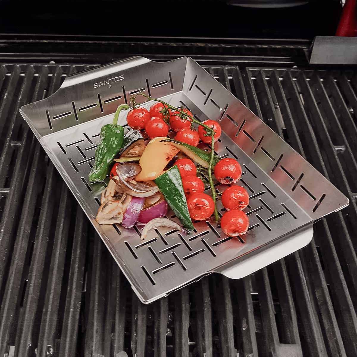 SANTOS Gemüsekorb L / Grillpfanne Edelstahl 35 x 24,2 x 5,6 cm SANTOS Gemüsekorb L / Grillpfanne Edelstahl 35 x 24,2 x 5,6 cm