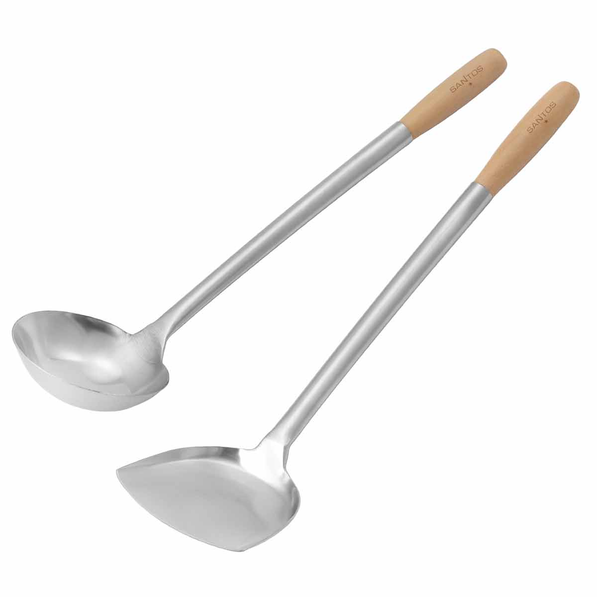 SANTOS 2-teiliges Wok Set | Wender & Schöpfkelle | Edelstahl