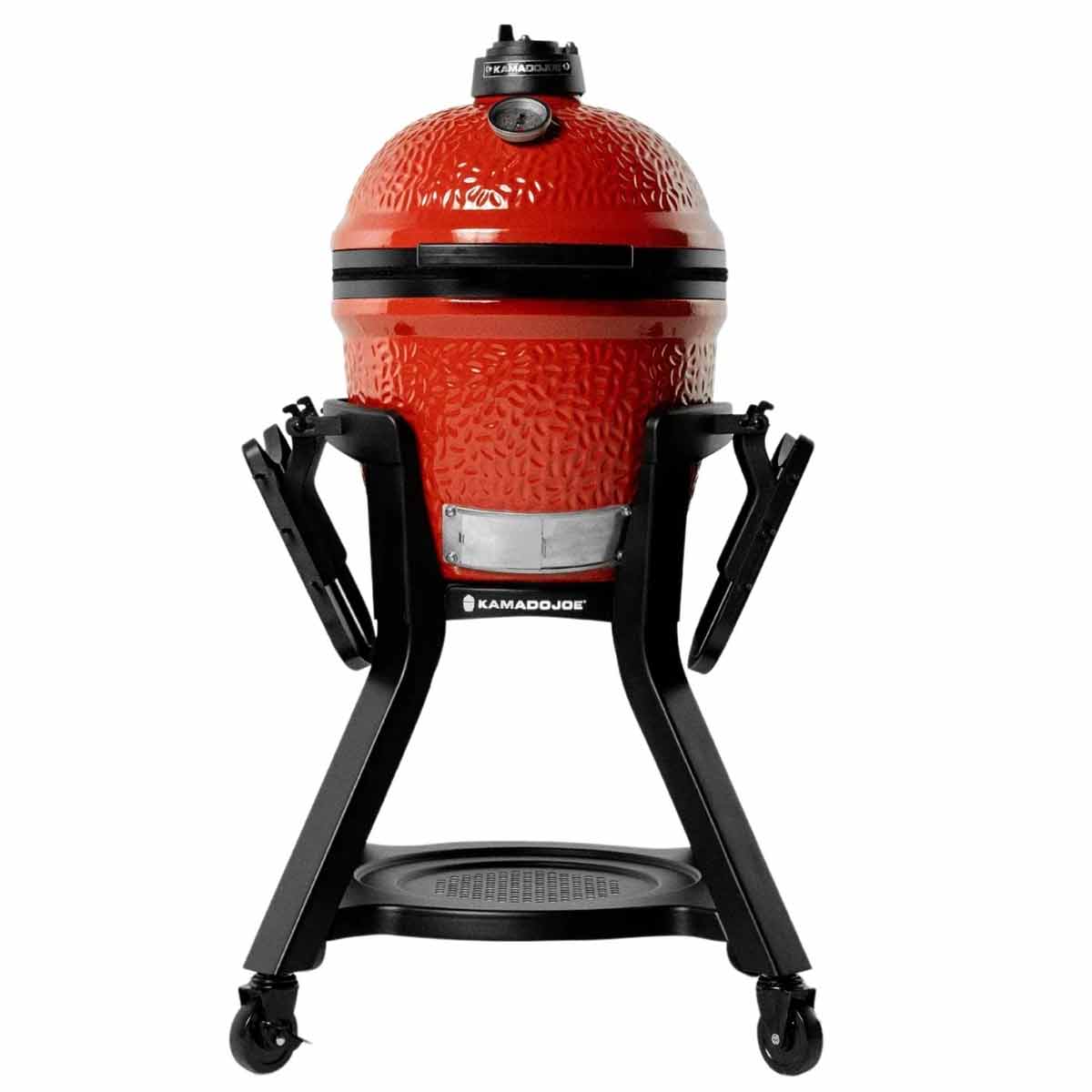 Kamado Joe Junior Keramikgrill auf Unterwagen mit Rädern und Seitenablagen