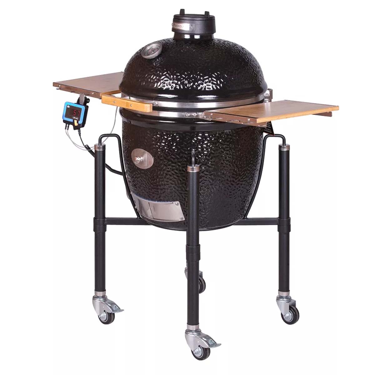 Monolith Classic BBQ Guru Pro 2.0 inkl. Gestell & Seitentische, Schwarz